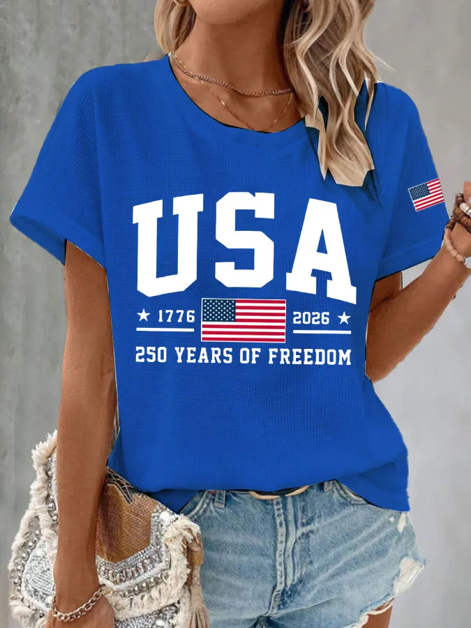Women'S America Flag Printed Casual T-Shirt