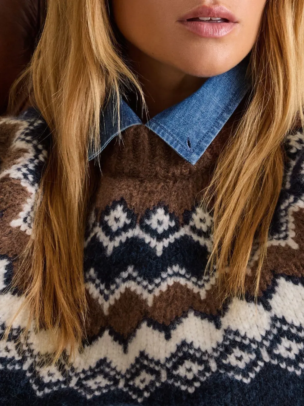 Navy/Camel Fairisle Pattern Jumper