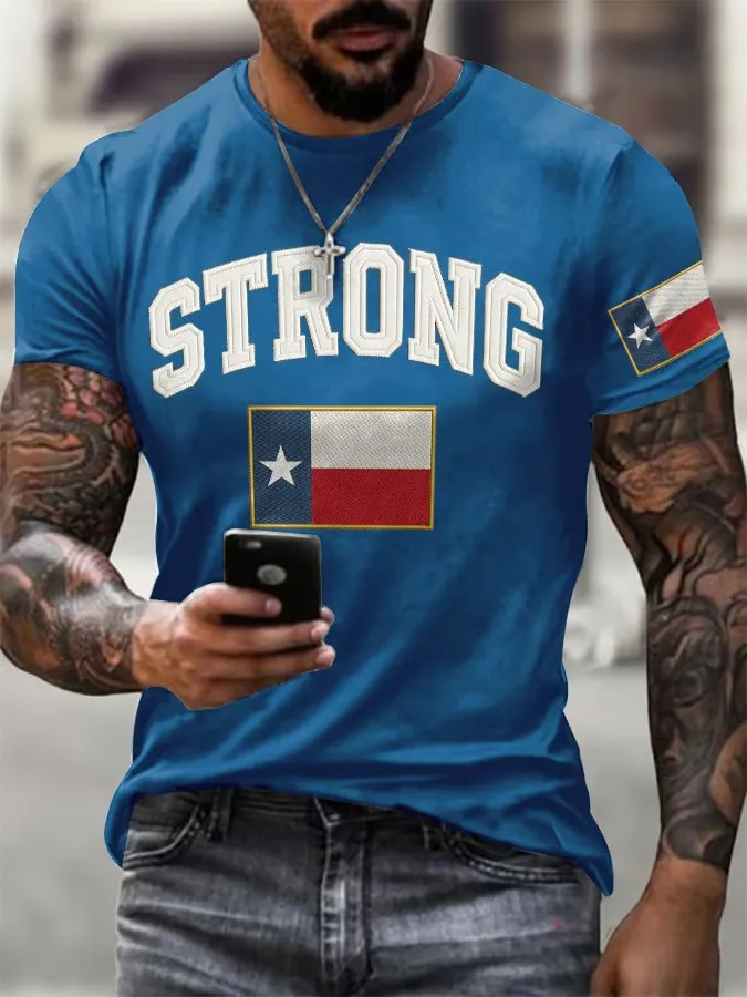 Men's Retro Pray For Texas Texas Strong Print T-Shirt