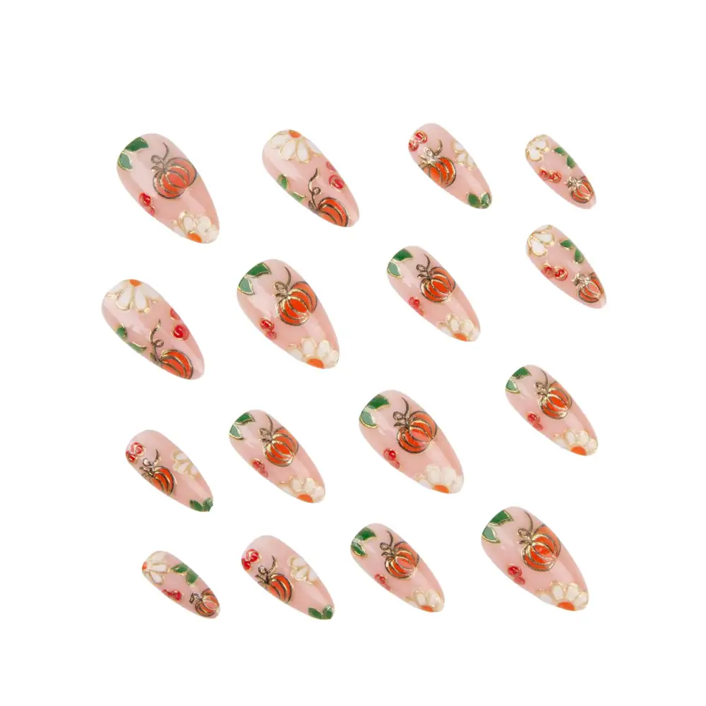 Nailhour 24Pcs Halloween Nude Medium Almond Press On Nails