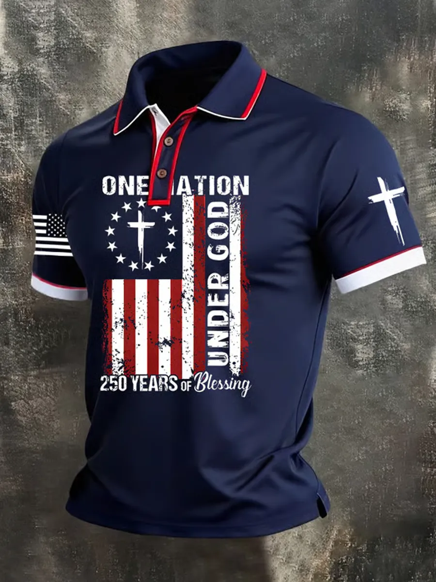 Men's American 250th Anniversary Faith Printed Polo Shirt
