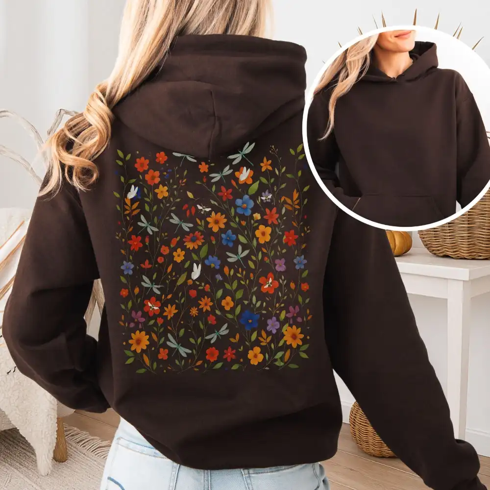Dragonfly Meadow Hoodie – Whimsical Floral Tee