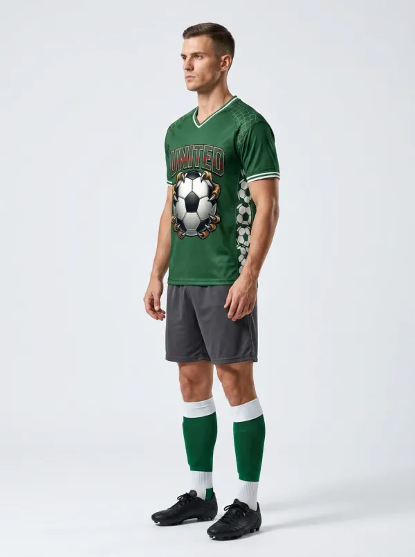 Men's Soccer Fan United Clawed Ball Printed T-shirt