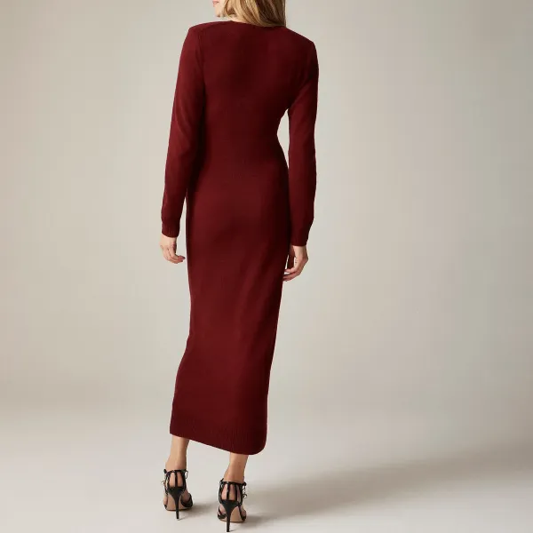 Crew Neck Long-Sleeve Sweater Dresses