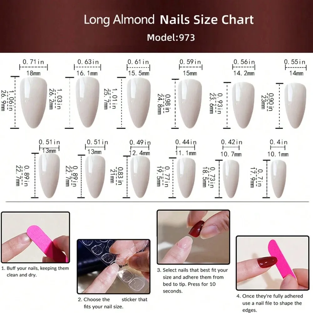 Nailhour 24pcs 3D Moon & Star Almond Shaped Short Nail Tips