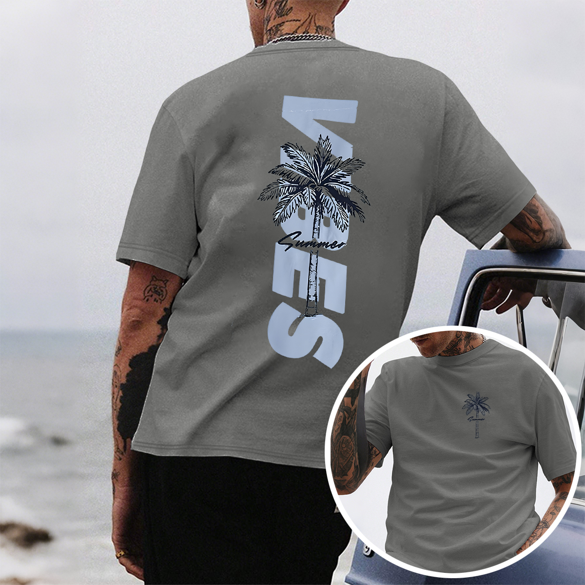 Palm Tree Summer Vibe Graphic T-Shirt
