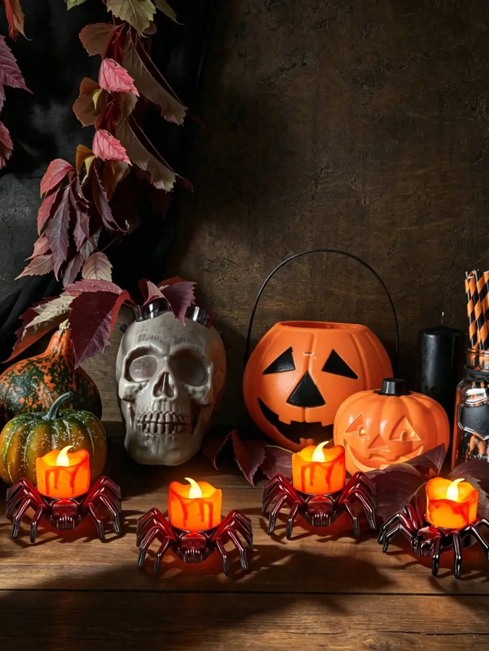 6Pcs Halloween Spider Shaped Tea Light Candles