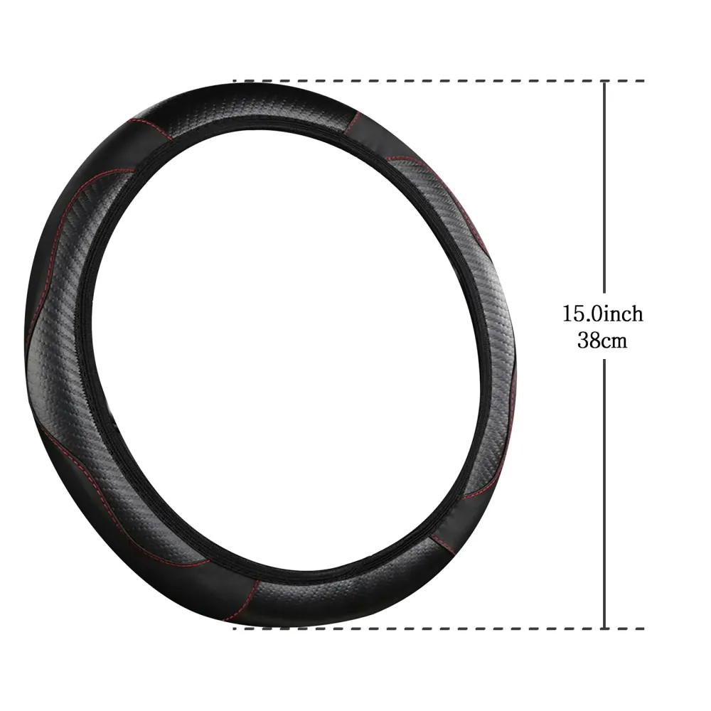 Black Synthetic Fiber Anti-Slip Steering Wheel Cover