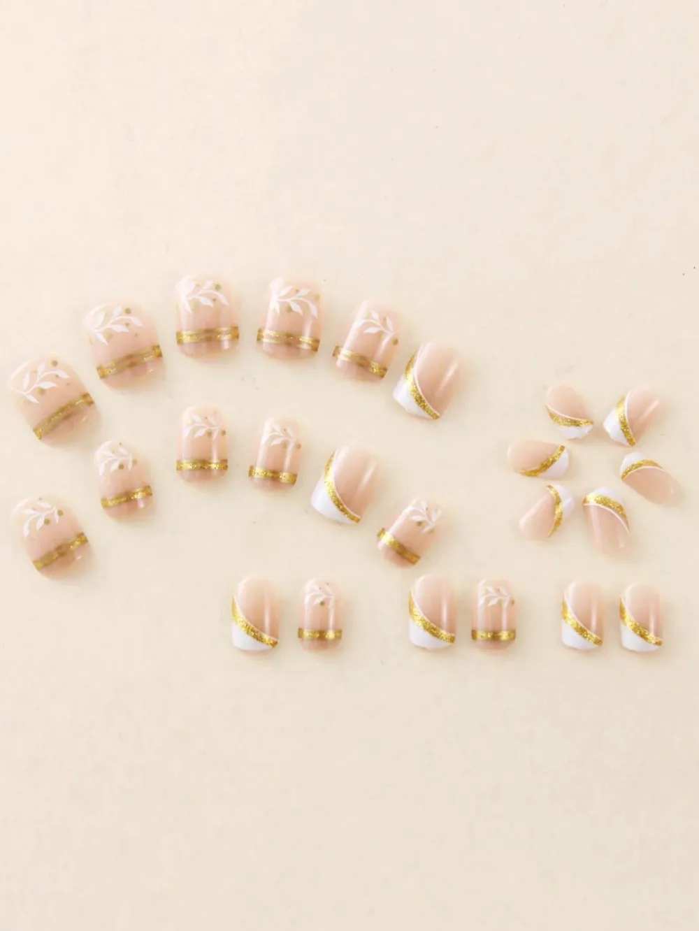 Nailhour French Manicure Short Square Nude 24Pcs Daily Press On Nails
