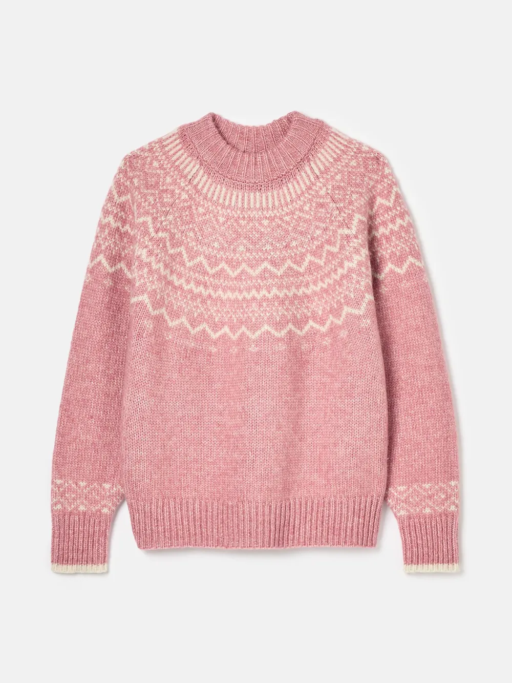 Cream Crew Neck Fairisle Pattern Jumper