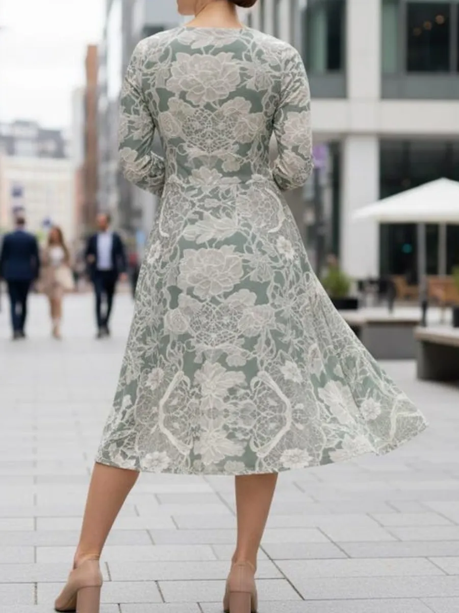 A-Line Lace Midi Dress