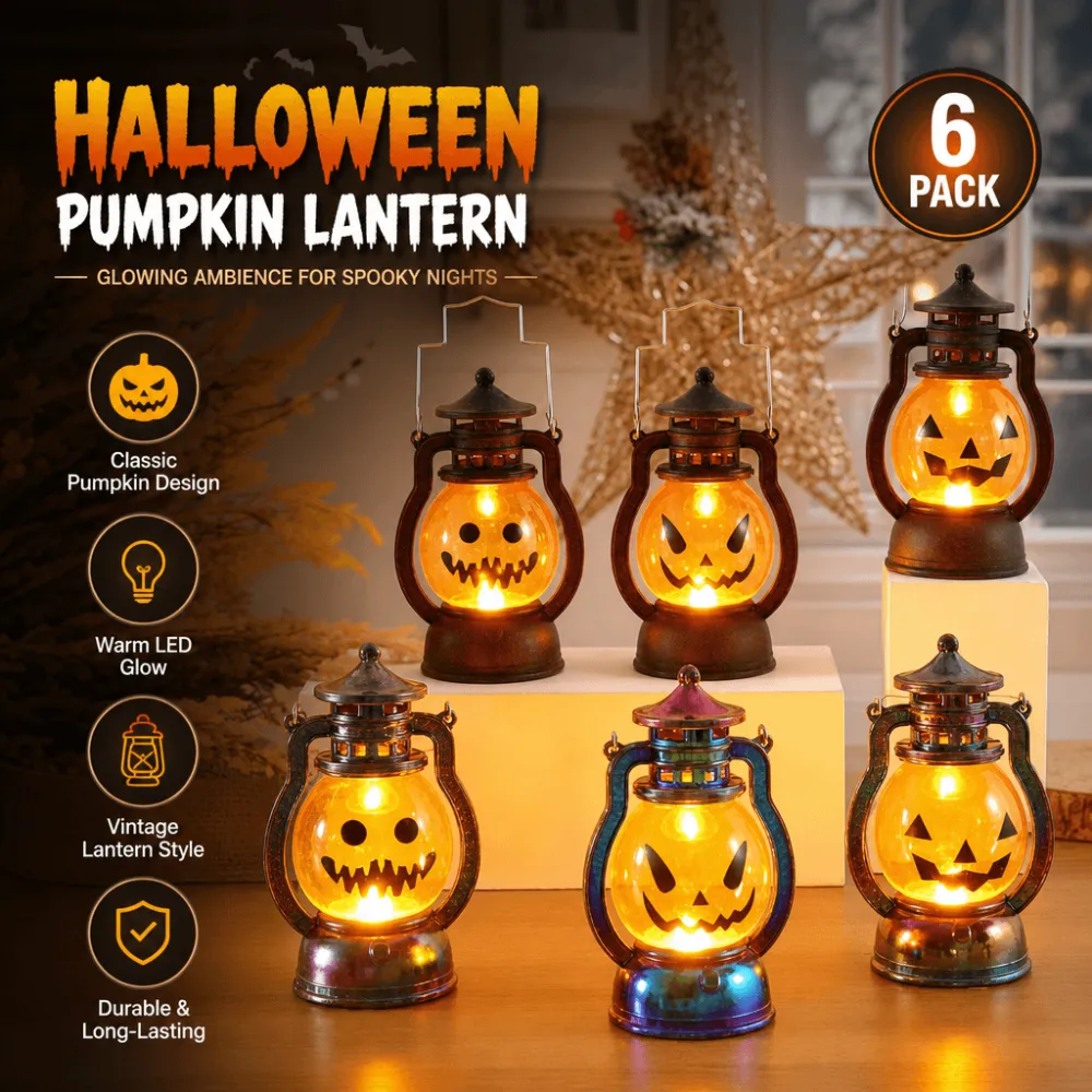 Halloween Pumpkin Lantern Ornaments Portable Night Lights （7.5*7.5*12.5cm）