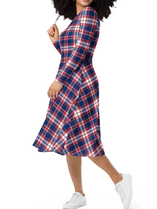 Contrast Color Plaid Dress