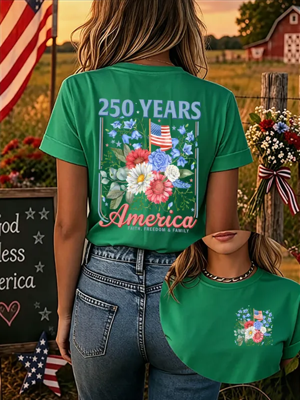 Since 1776, Faith, Liberty, And Family – Women'S 250th Anniversary Of American Faith Print Short-Sleeve T-Shirt