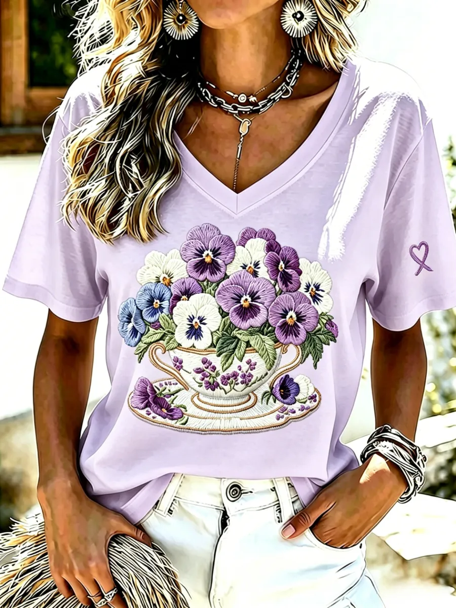 Women's Alzheimer's awareness Printed Casual T-Shirt