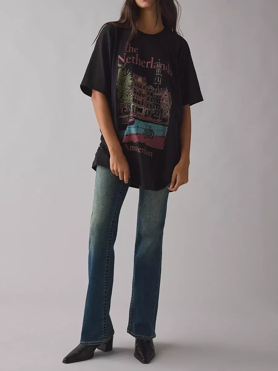 A Pure Cotton T-Shirt With Dutch Pattern Printing For Ladies