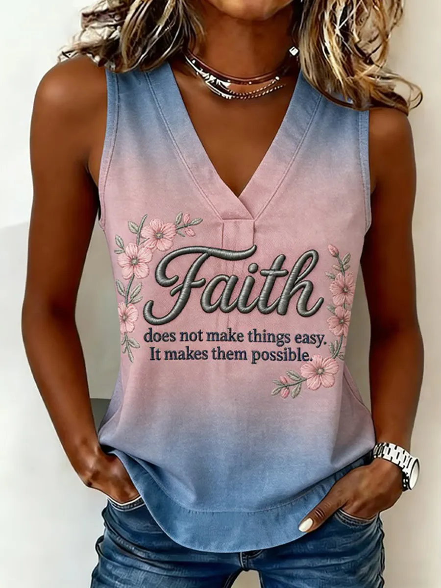 Women'S Faith Art Commemorative Pattern Printed Comfortable Tank Top