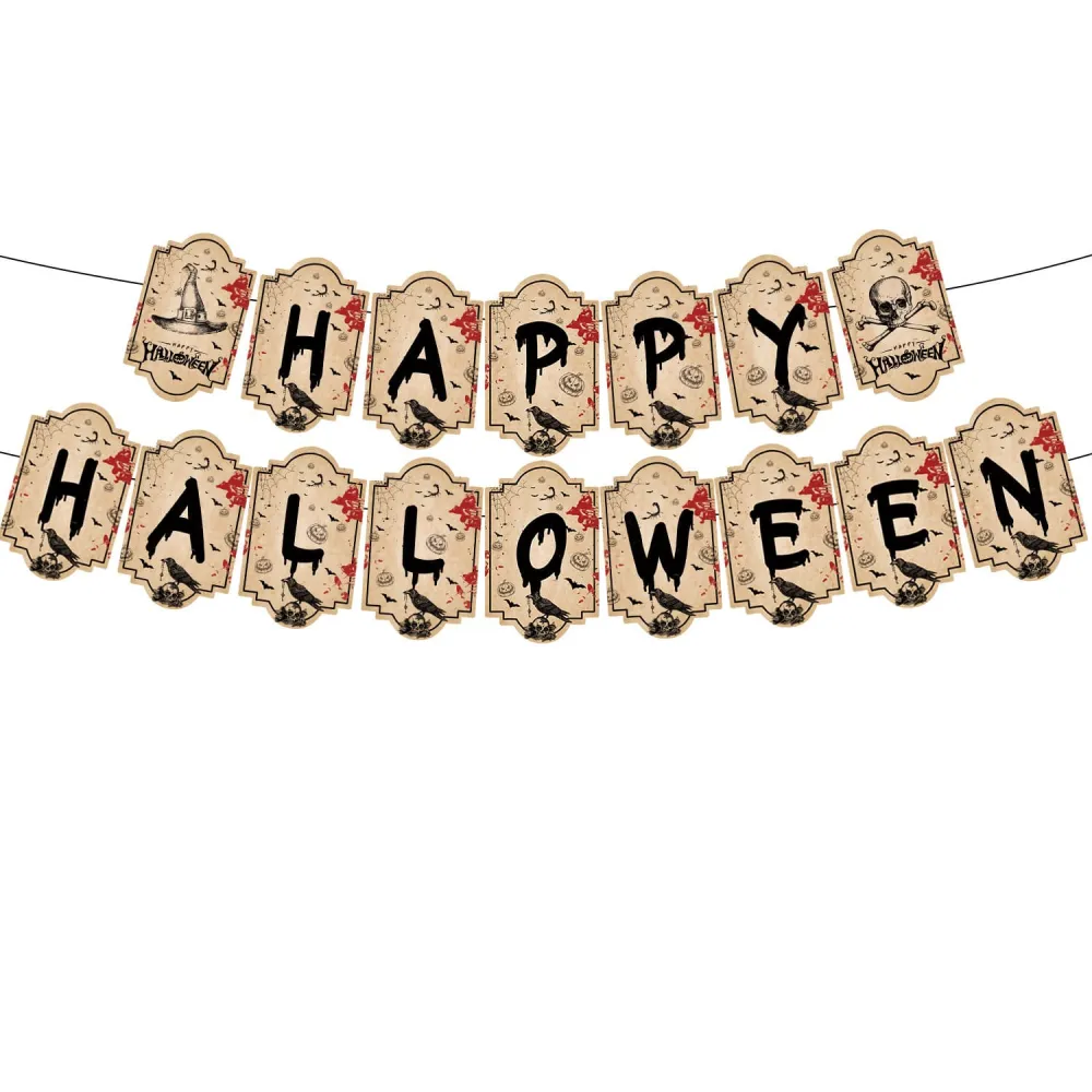(1set 67pcs) Halloween Retro Ghost Paper Plate Disposable Party Supplies