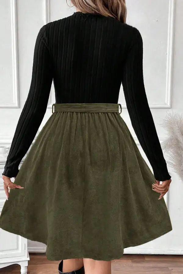 A-Line Knit Ribbed Dress