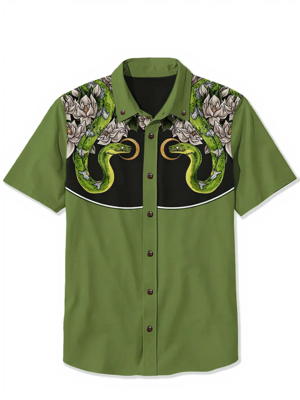 Snake And Flowers - 100% Cotton Shirt