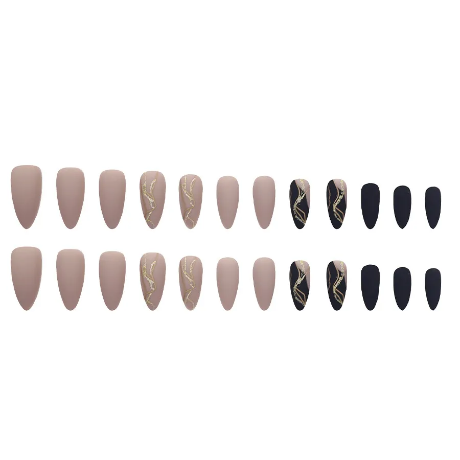 Nailhour 24Pcs Matte Nail Art Almond Chrome Daily Press On Nails