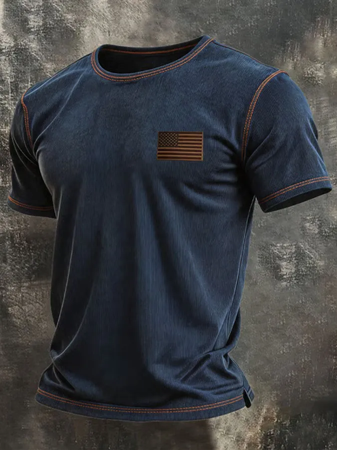Men's US Flag Printed Casual T-shirt