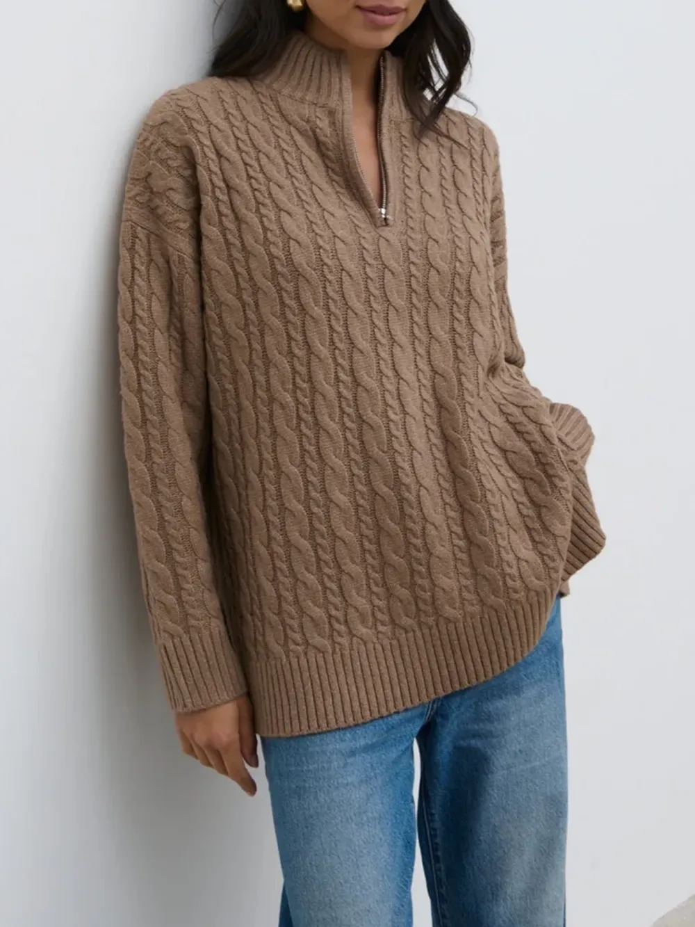Zip Collared Knit Jumper