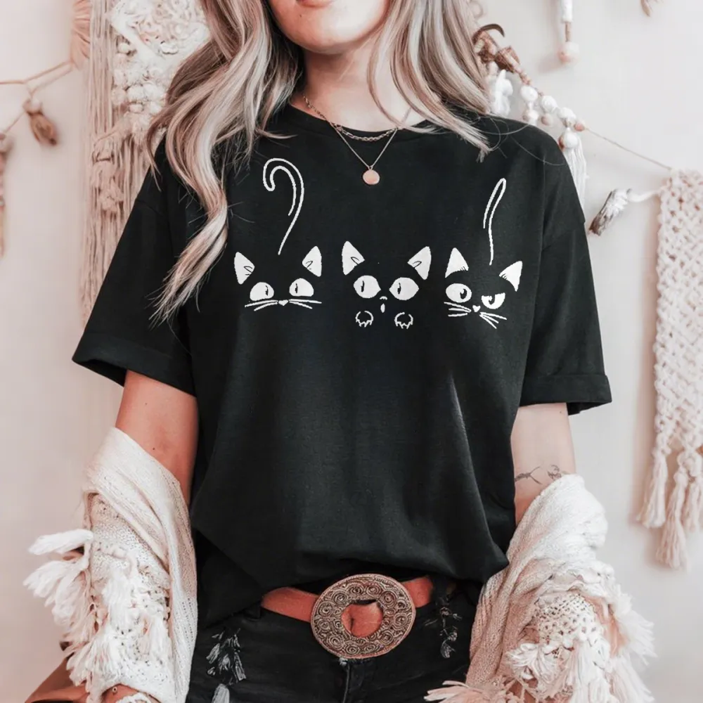 Multi Cat Silhouette Print T-Shirt