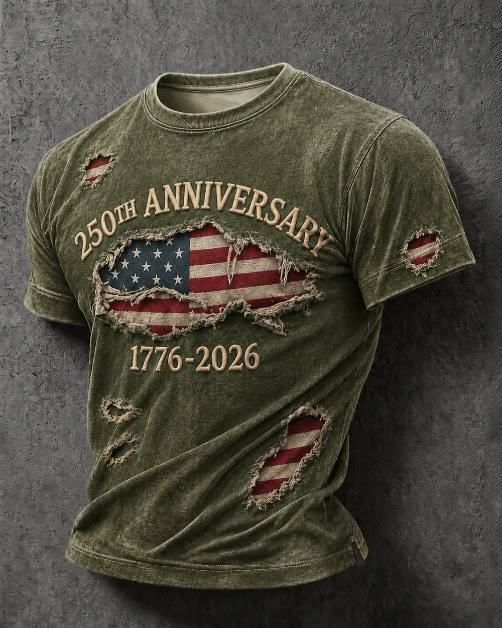 Men'S Casual American 250Th Anniversary Printed Round Neck Short Sleeved T-Shirt