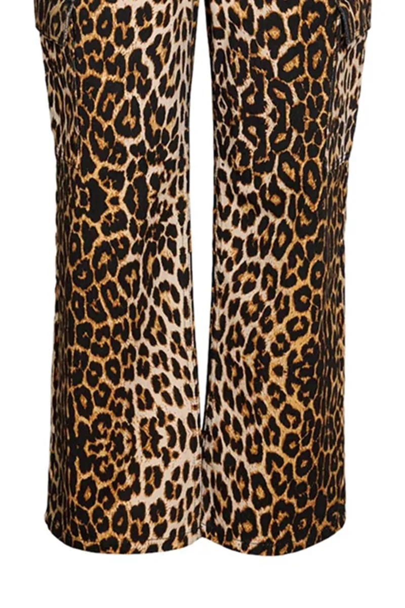 Pocket Detailed Leopard Print Cargo Jeans