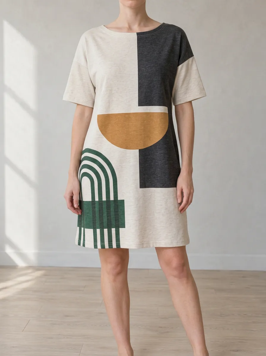 Women's Abstract Graphic Print T-Shirt Dress