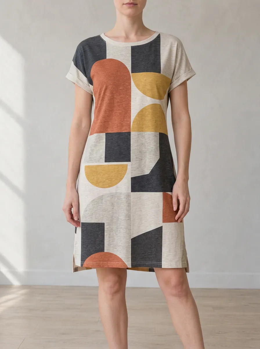 Women's Geometric Abstract Art Printed Dress