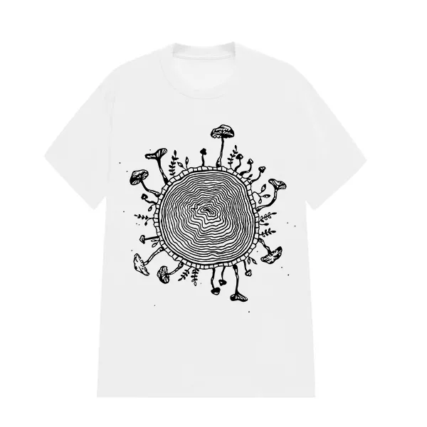 Mushroom Designed Pattern Printed T-Shirt