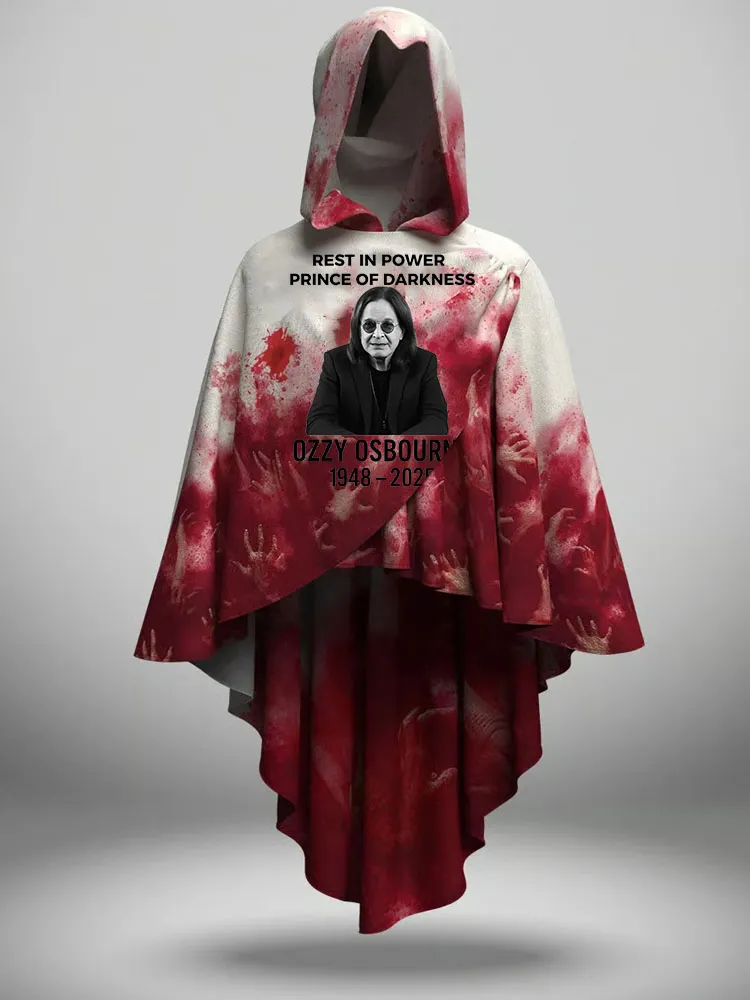 Women'S Rest In Power Prince Of Darkness 1948-2025 Irregular Hem Hooded Cape