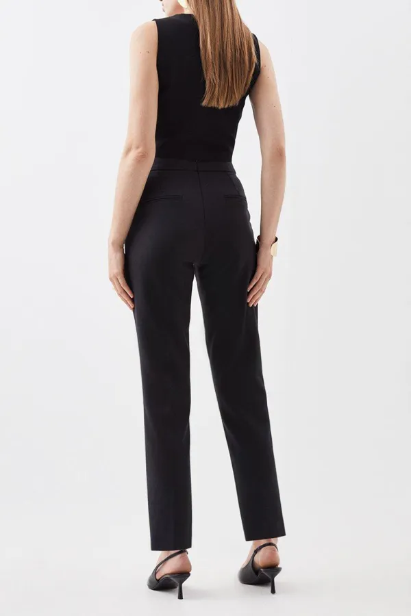 Compact Stretch High Waist Tailored Trousers