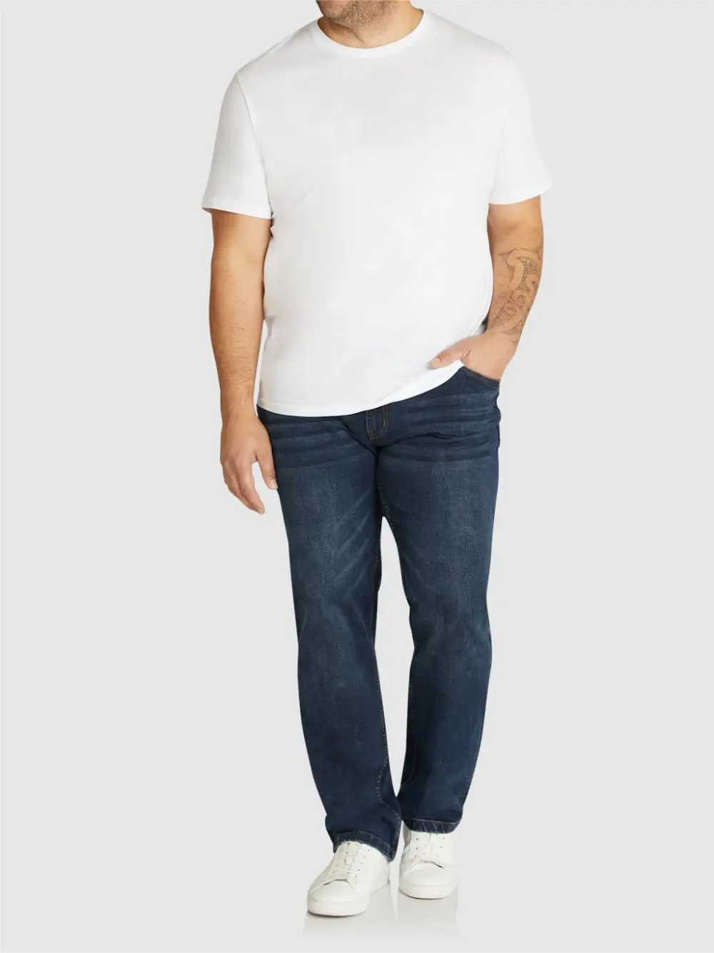 DARK BLUE STRAIGHT LEG JEANS WITH RELAXED FIT FOR DAILY CASUAL