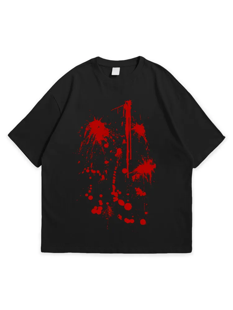 Men'S Halloween Retro Art Niche Splash Print Round Neck  T-Shirt