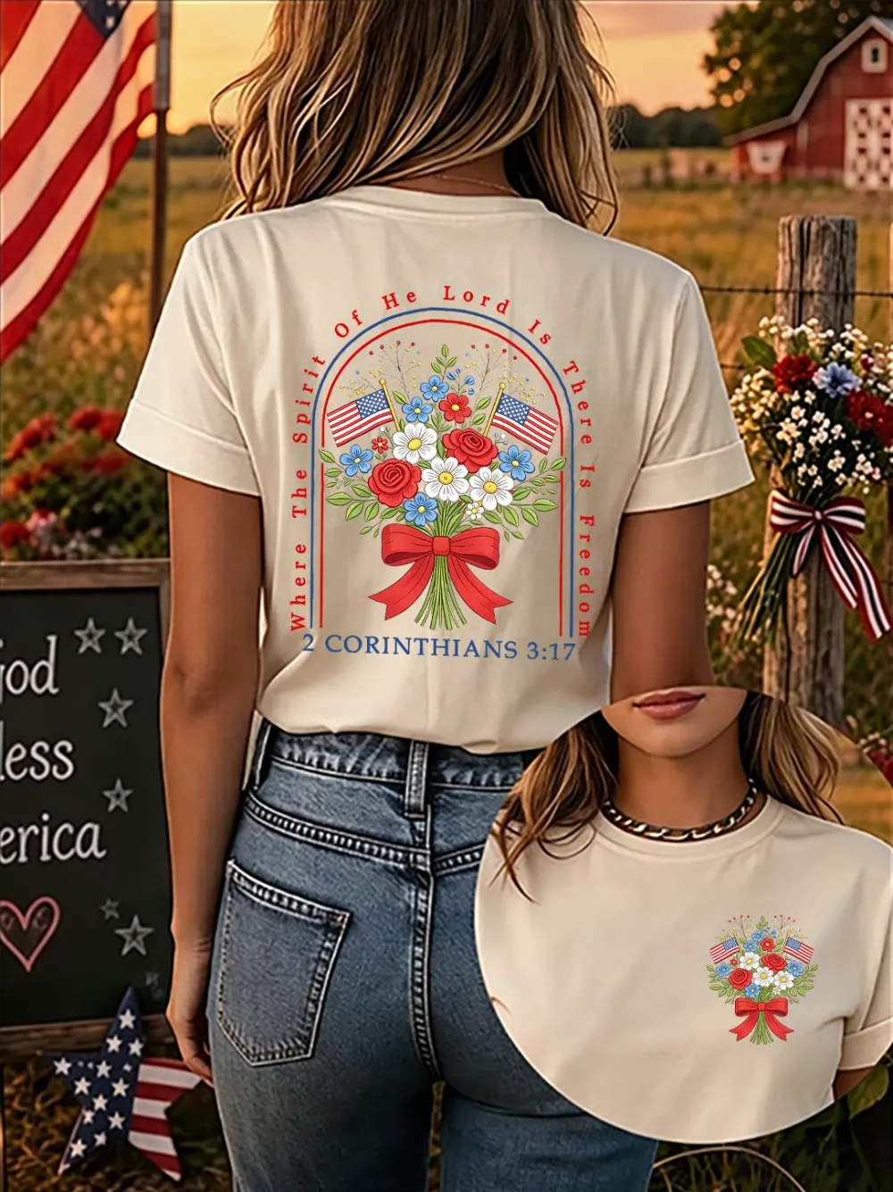 Women'S 250th Anniversary American Faith Print Short-Sleeve T-Shirt