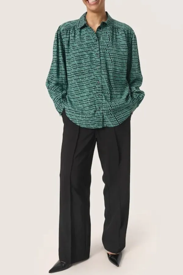 Textured Button Down Green Shirts