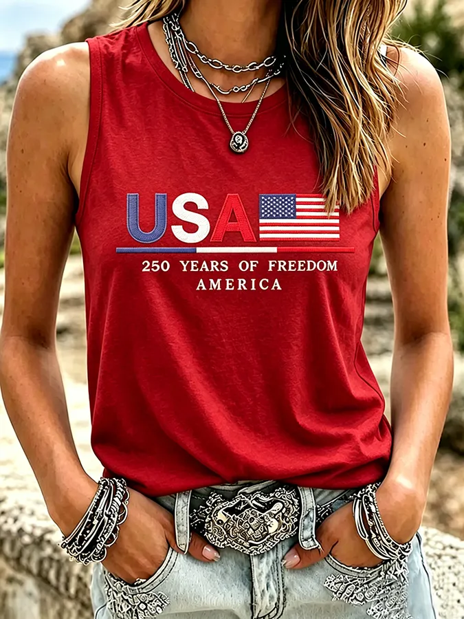 250Th Anniversary Embroidered Tank Top Round Neck Tank Top In The United States