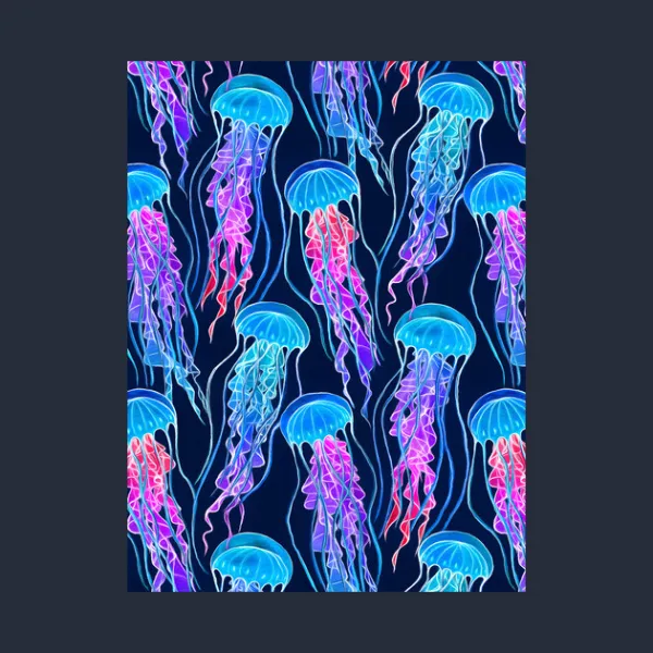 Luminescent Rainbow Jellyfish On Navy Blue Hoodie