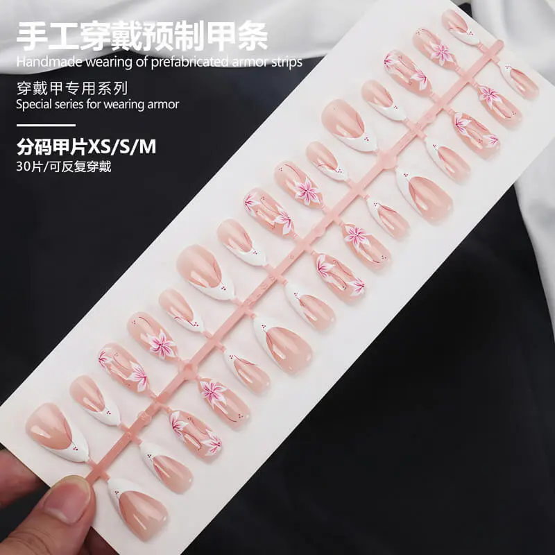 Nailhour 30Pcs French Medium Almond Press On Nails