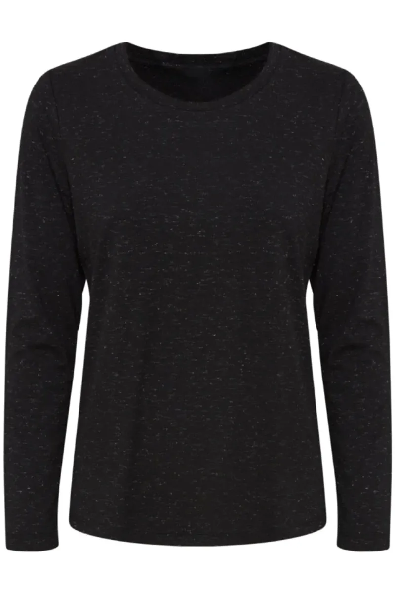 Basic Speckled Print Long Sleeve Tops