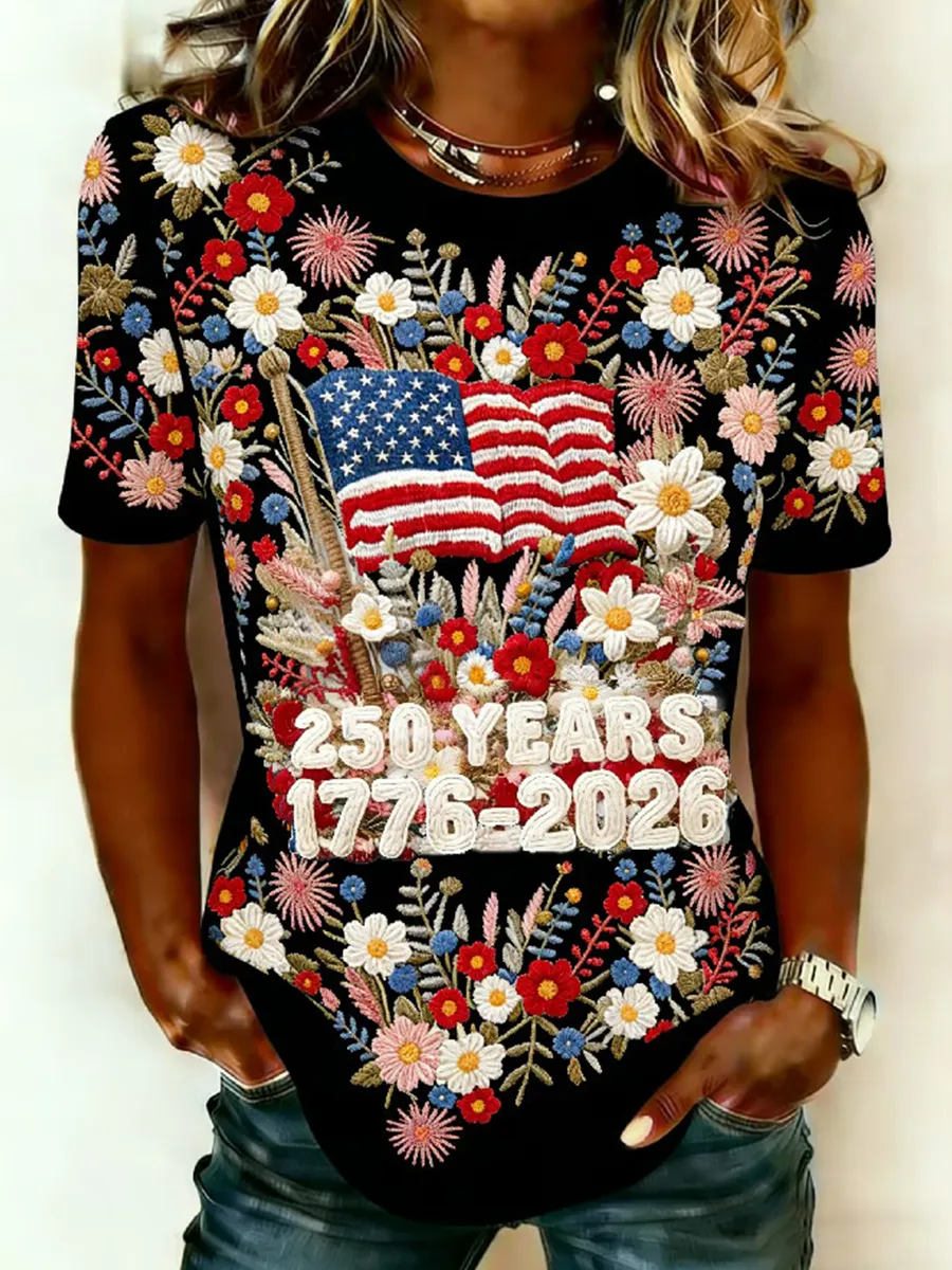 Women'S Patriotic 250 Commemorative Pattern T-Shirt