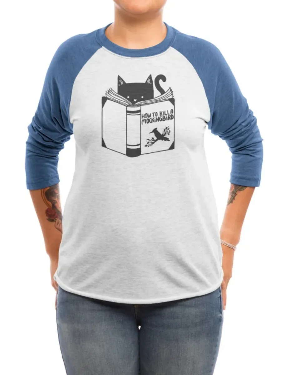 Cat Reading Print T-Shirt