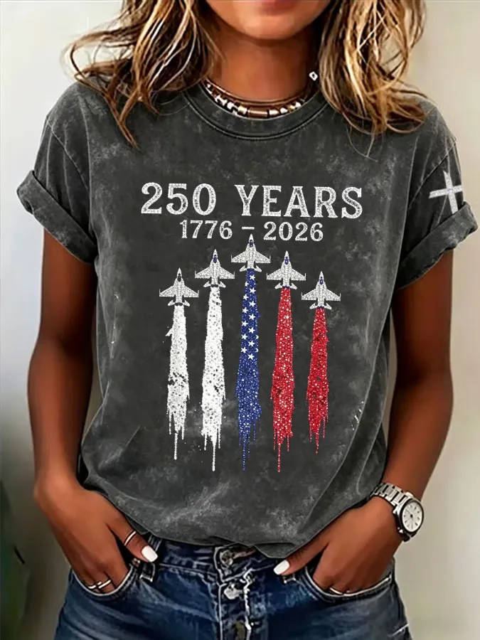 Women'S  America Flag Printed Casual T-Shirt