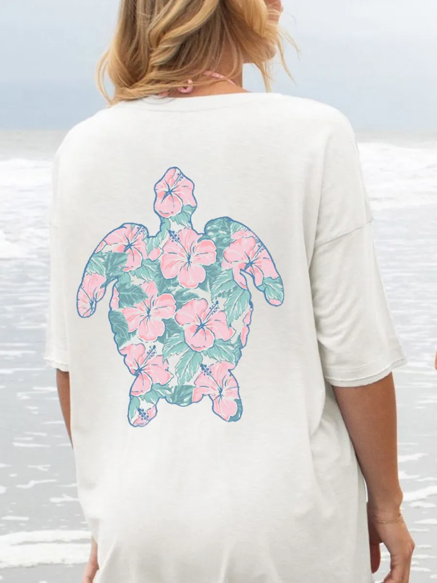 Tropical Patterned Sea Turtle Tee