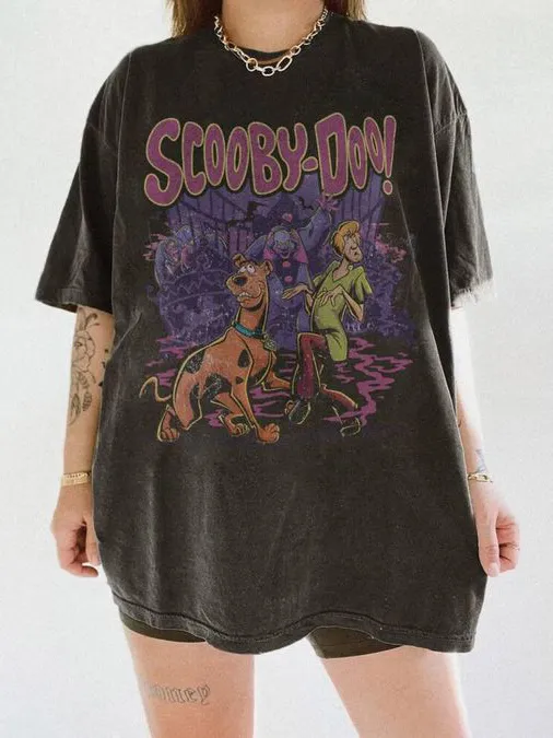 Retro Cartoon Dog Print T-Shirt