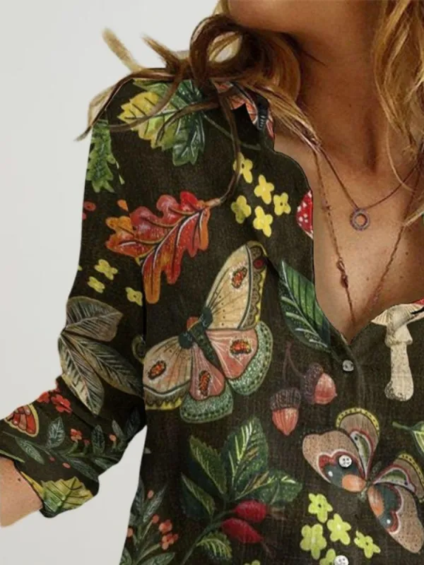 Butterfly & Leaf Pattern Shirt