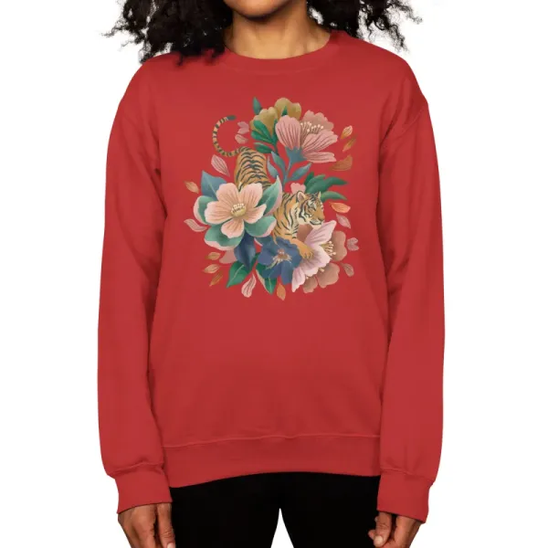 Romantic Tiger Flower Safari Sweatshirt